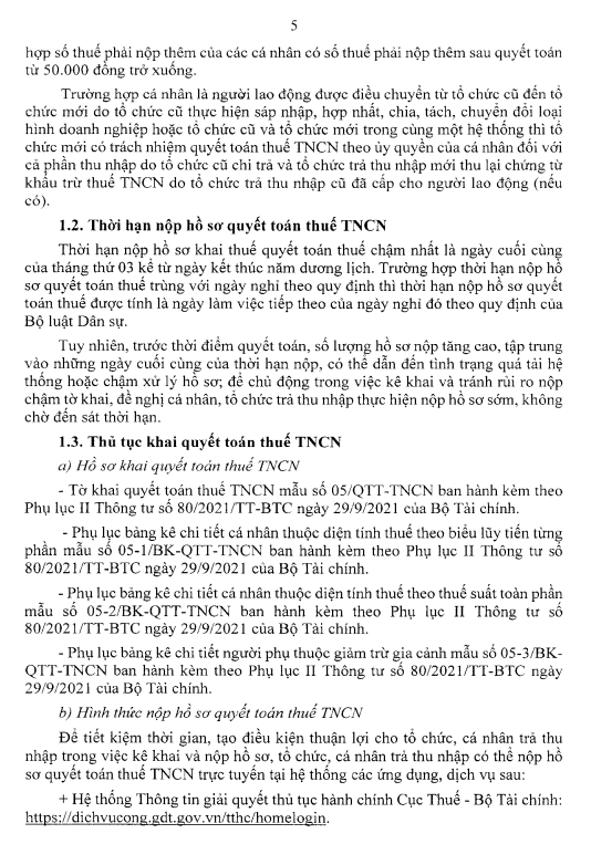thủ tục khai quyết toán thuế TNCN