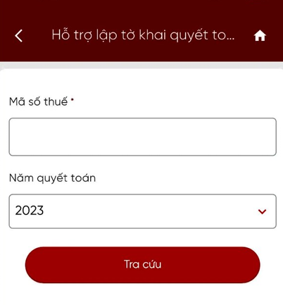 chọn năm quyết toán