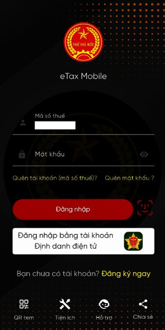 đăng nhập etax mobile