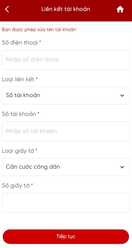 liên kết tài khoản