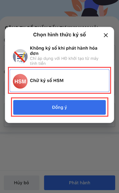 chọn hình thức ký số