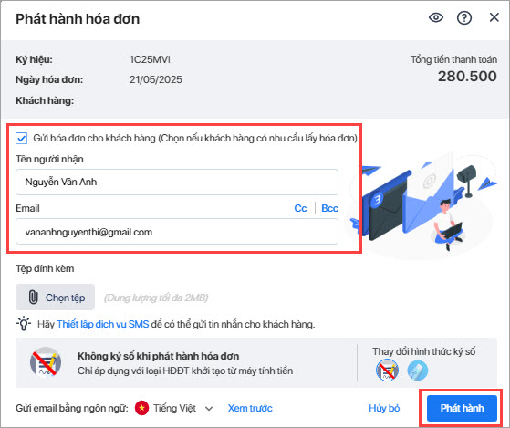 phát hành hóa đơn