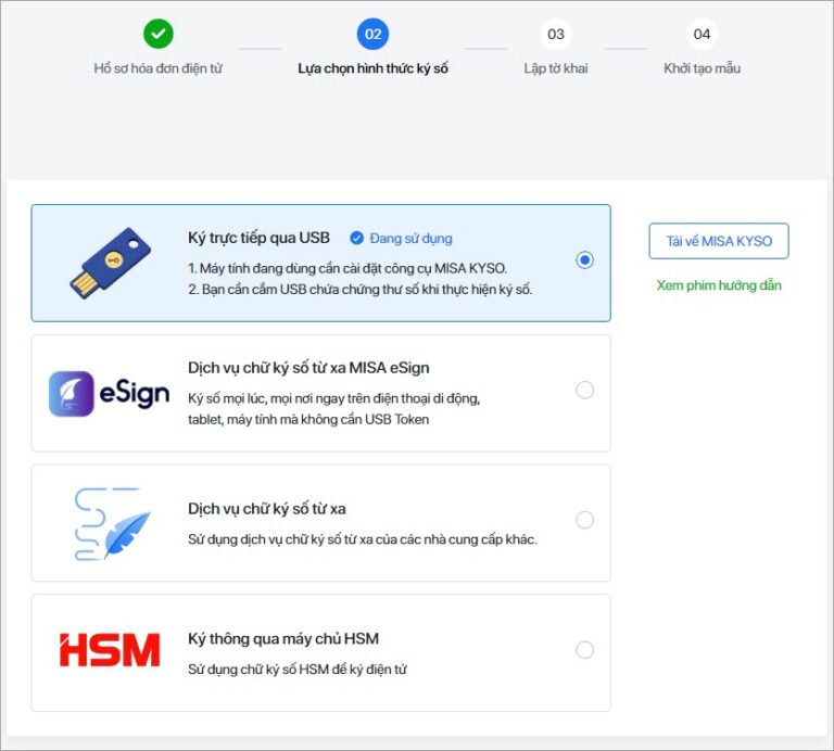 chọn hình thức ký số