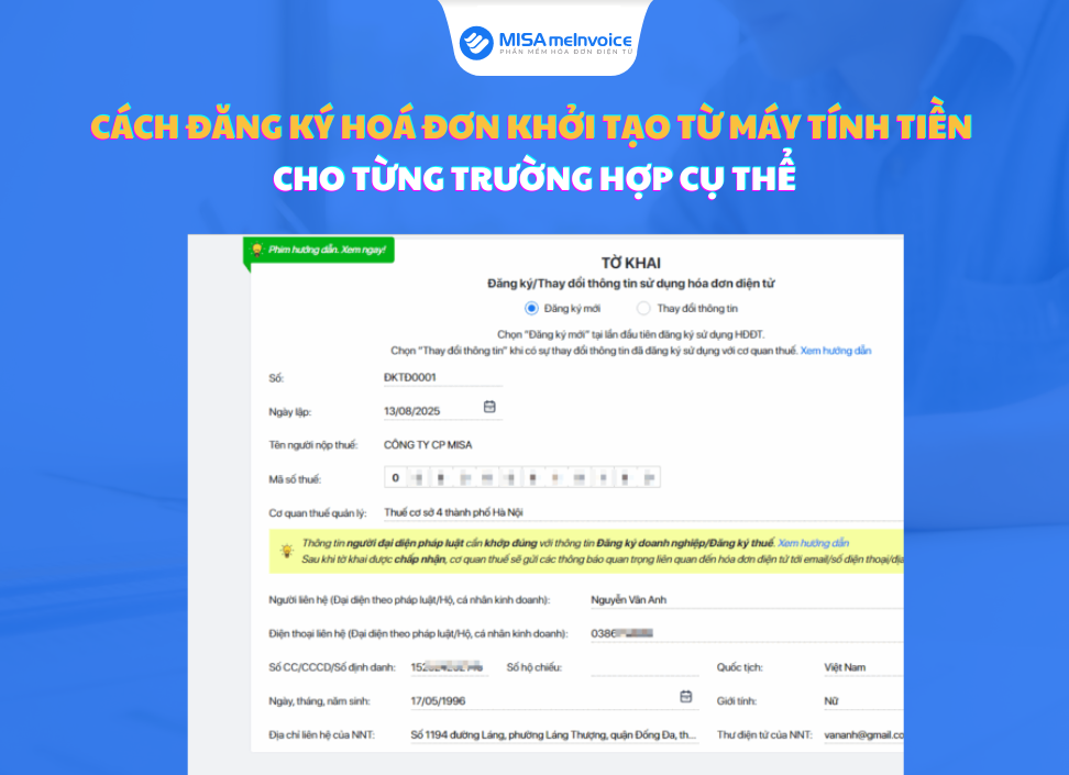 Cách đăng ký hoá đơn khởi tạo từ máy tính tiền cho từng trường hợp cụ thể đăng ký hóa đơn khởi tạo từ máy tính tiền