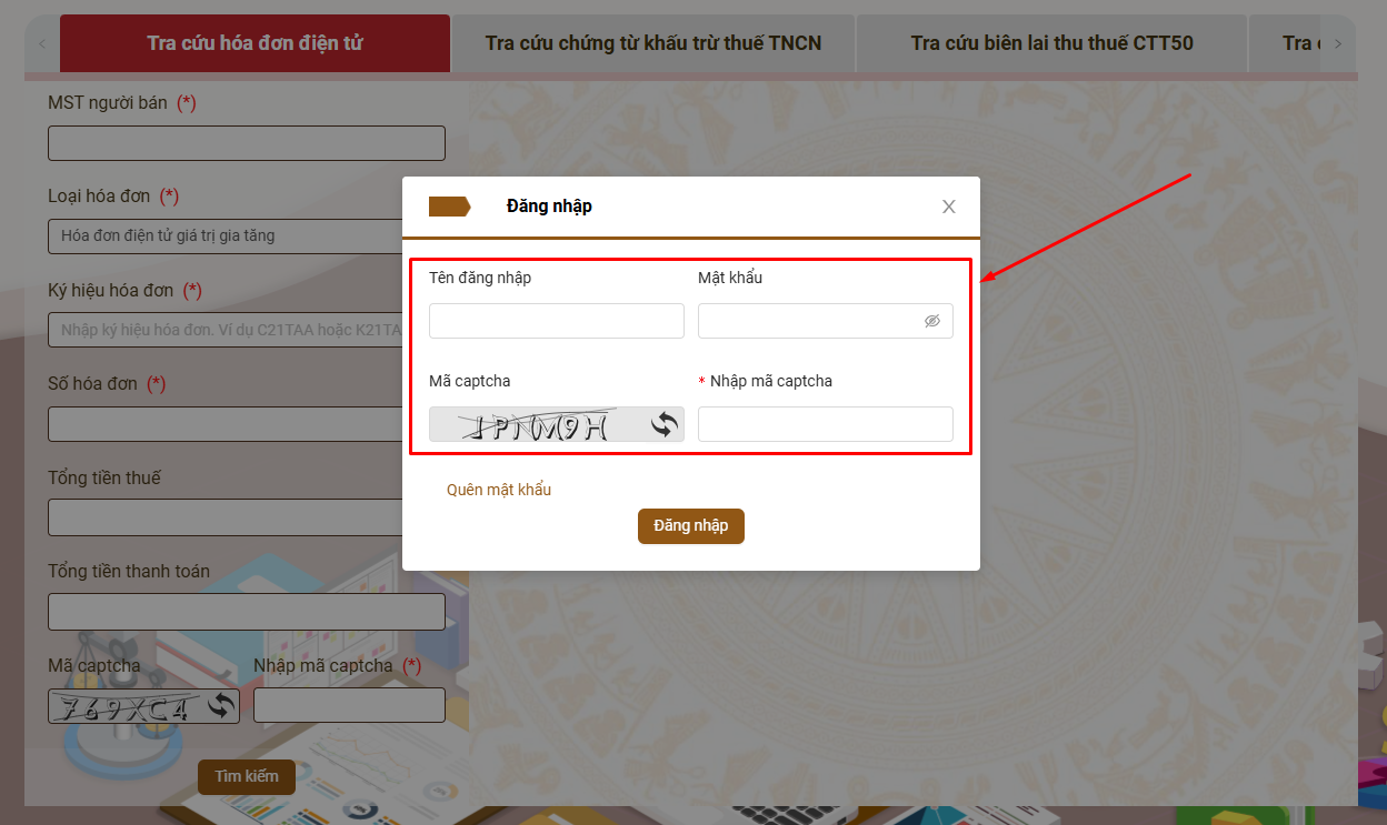 đăng nhập website TCT