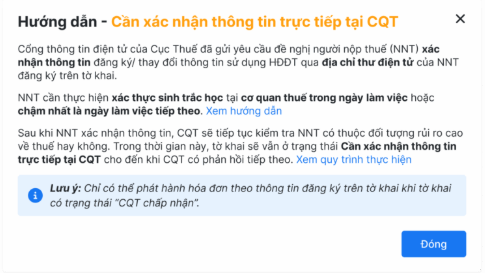 xác thực trực tiếp tại cơ quan thuế