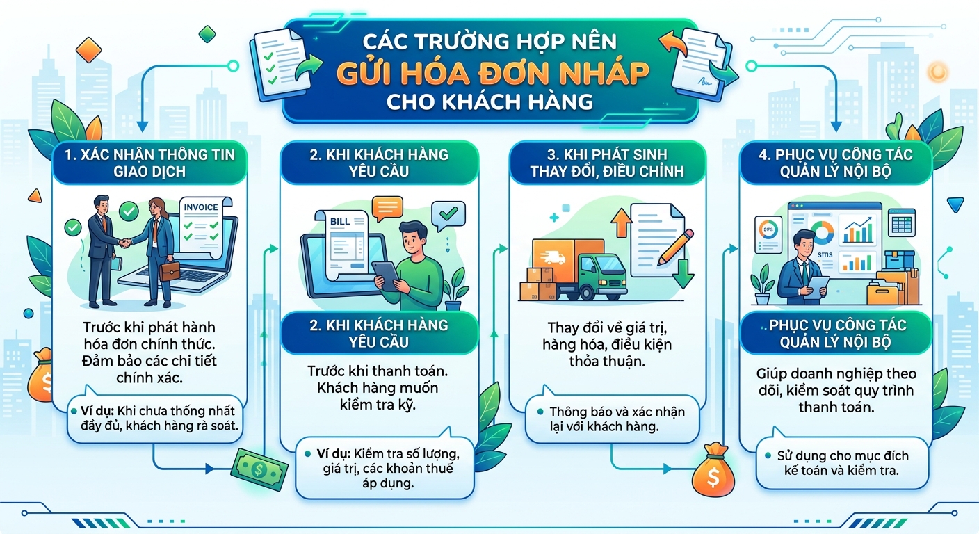 các trường hợp nên gửi hóa đơn nháp