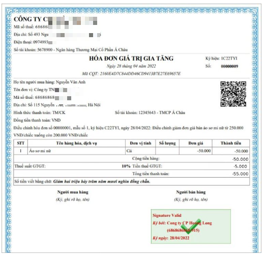 điều chỉnh giảm tiền hàng hóa