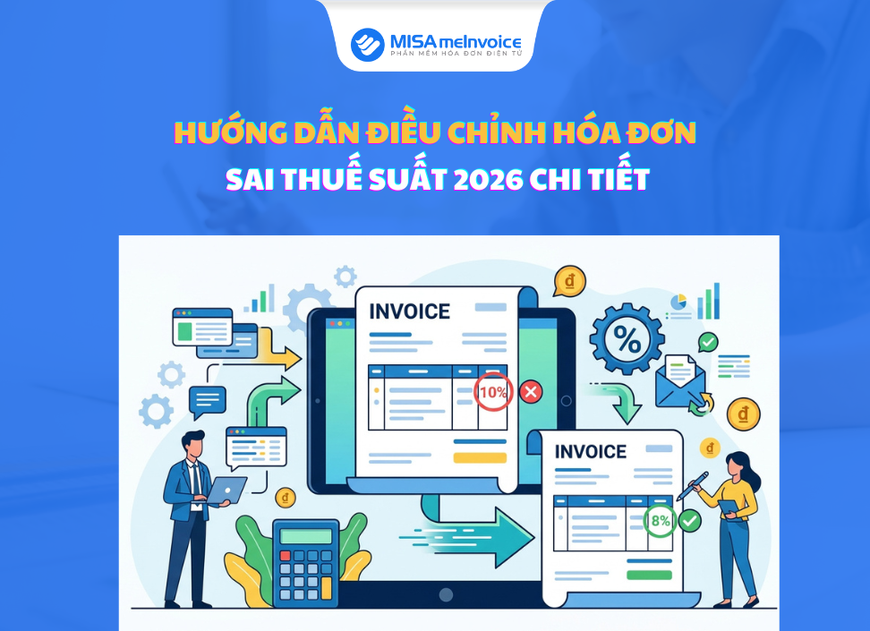Hướng dẫn điều chỉnh hóa đơn sai thuế suất 2026 CHI TIẾT điều chỉnh hóa đơn sai thuế suất