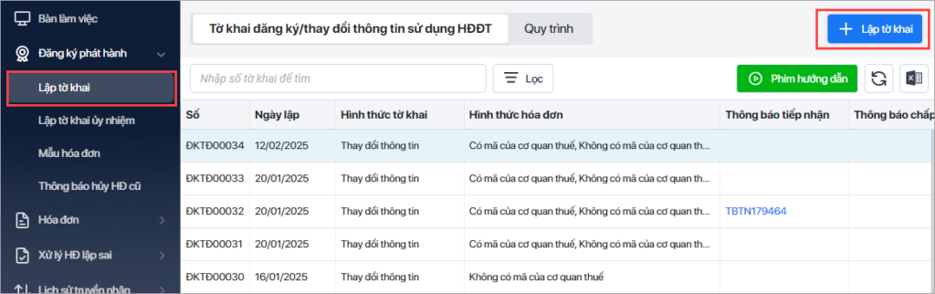 lập tờ khai