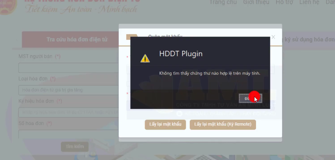 lỗi không tìm thấy chứng thư số hợp lệ