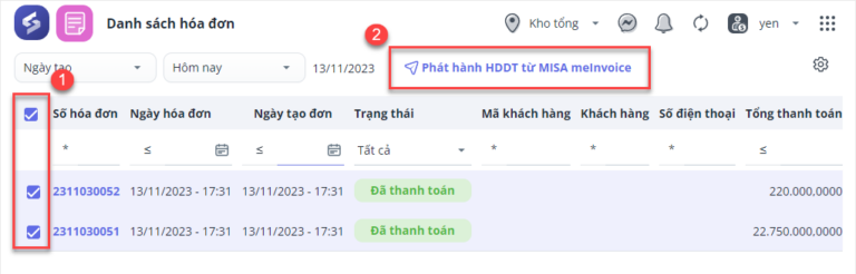 phát hành hóa đơn thương mại điện tử